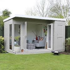 12 X 8 Contemporary Summerhouse With Side Shed Contemporary Garden Rooms Summer House Summer House Garden