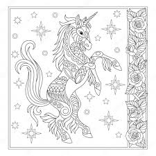 Coloring pages are no longer just for children. Coloring Page Magical Unicorn Among Stars Vintage Filigree Frame With Roses Line Art Design For Adult Colouring Book With Doodle And Zentangle Elements Premium Vector In Adobe Illustrator Ai Ai