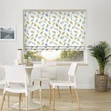 Check spelling or type a new query. Leaves Slate Blue Ochre Watercolour Leaf Patterned Roman Blinds