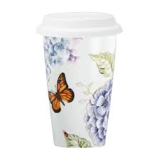 Silicone lid dishwasher and microwave safe imported savings based on offering prices, not actual sales web id: Lenox Butterfly Meadow Thermal Ceramic Travel Coffee Tea Mug Floral New 10 Oz Mugs Home Garden Worldenergy Ae