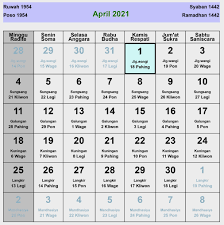Kalender ini dinamakan dengan kalender hijriah karena pada tahun. Kalender Jawa April 2021 Lengkap Hari Baik Buruk Enkosa Com Informasi Kalender Dan Hari Besar Bulan Januari Hingga Desember 2021