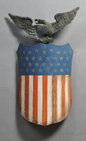 Painted Sheet Metal Union Shield With Copper Eagle Figure America C 1860 Molded Sheet Copper Eagl American Folk Art Patriotic Symbols Patriotic Decorations