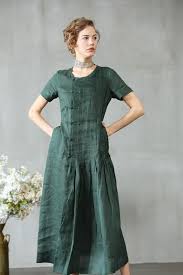 Linen Dress In Green Maxi Dress Cocktail Dress Evening Etsy Maxi Dress Cocktail Maxi Dress Green Dresses