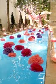 Make Poms Out Of Plastic Table Cloths To Float In The Pool Amazing By Speetway Pool Party Decorations Party Decorations Pool Party
