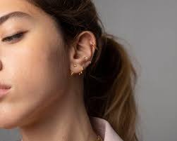 Beaded Hoop Earrings, Minimalist Gold Hoops, Dainty Hoops, Tiny Gold Hoops,  Small Hoops, Sterling Silver Hoop Earrings, Minimalist Jewelry