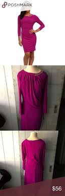 Purple 3 4 Sleeve Tahari Dress Oriole Stretchy Dress With