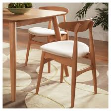 Set Of 2 Cortland Danish Modern Natural Dining Chair Natural Beige Inspire Q Dining Chairs Mid Century Dining Chairs Natural Dining Chairs