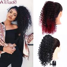 Ymhpride 2pcs afro puff drawstring ponytail hair extension for black women, synthetic fluffy kinky curly hair puff bun updo hair pieces ,afro donut chignon hairpieces extensions hair(99j# red wine) 4.4 out of 5 stars 827. Ailiade Afro Kinky Curly Clip In Ponytails Puff Virgin Hair Extensions For Black Women Hair Natural Black Drawstring Ponytail Buy At The Price Of 4 48 In Aliexpress Com Imall Com