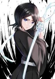 maya nishino, kuchiki rukia, bleach, chinese commentary, commentary  request, highres, 1girl, black hair, black kimono, closed mouth, fighting  stance, holding, holding sword, holding weapon, japanese clothes, katana,  kimono, looking at viewer, parted