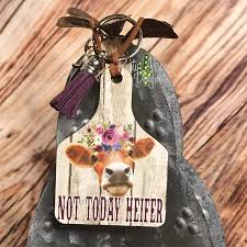 Livestock Cattle Ear Tag Key Chain Heifer Ear Tag Crafts