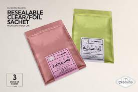 Clear Foil Sachet Packaging Mockup Packaging Mockup Sachet Free Packaging Mockup