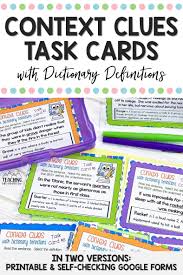 Self Checking Context Clues Activity In 2020 Context Clues Context Clues Task Cards Context Clues Activities