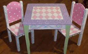 Custom Made Table And Chair Set For Girls Pink Lavender Purple Harlequins Dots Kids F Green Kids Furniture Wooden Table And Chairs Childrens Painted Furniture