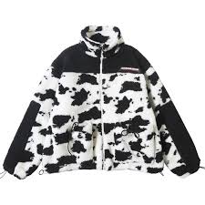 Aesthetic cow print fur coat. Extreme Aesthetic Borg Zip Up In Cow Print Clout Collection Clout Collection