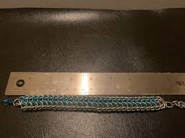 Teal and Silver Persian Dragonscale Weave Chainmail Bracelet - Etsy Denmark