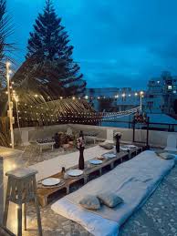 We offer comfortable sophistication and southern charm with a city skyline view. Rustic Rooftop Dinner Set Up Goals Terrace Decor Rooftop Decor Backyard Dinner Party