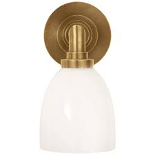 Bathroom wall lights gold bathroom bathroom vanity lighting light bathroom bathroom ideas bath ideas lighting store sconce lighting lighting design. Visual Comfort Wilton Single Bathroom Wall Light With White Glass Shade Hand Rubbed Antique Brass