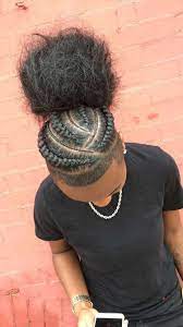 Bun Fun Instagram Meliss Lane Shavedsides Girlbun Menbun Manbun Menbraids Manbraids Tomboy Hairstyles Long Hair Styles Puffy Hair