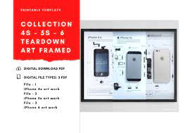 Iphone 4s 5s 6 Collection Tear Down Template Framed Art High Etsy Iphone 4s Iphone Parts Iphone