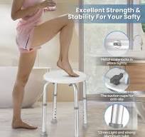 Naipo Shower Chair Bathtub Stool Seat w/ Anti-Slip Rubber, Adjustable  Lightweight for Seniors, Disabled, Handicap, Tool-Free Assembly, Gray