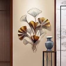 Deprq Large Metal Wall Art Decorative Creative Wall Hanging Iron Pendant Wall Decoration Ginkgo Lea Wall Decor Metal Wall Art Decor Contemporary Metal Wall Art