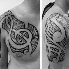 In modern day, the polynesian, samoan, maori and hawaiian cultures have become closely associated with the tribal tattoo, yet other ancient cultures such as the aztecs, mayans, egyptians, japanese, and chinese have crafted their own depictions of the body art style. Top 83 Music Tattoo Ideas 2021 Inspiration Guide Music Tattoo Designs Tattoos For Guys Tribal Tattoos