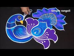 Simple Peacock Rangoli With Blue Colour For Navratri Freehand Kolam Designs By Jayanthi G Muggulu You In 2020 Rangoli Designs Kolam Designs Rangoli Designs Diwali