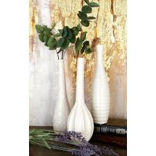 12 In Modern White Ceramic Decorative Vases Set Of 3 Table Vases Vases Decor Vase Set