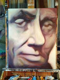 Abraham Lincoln miniature art with 250 stamps