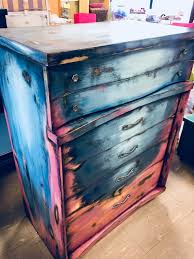 Painted Dresser Layered Paint Boho Refurbished Furniture Chalk Paint By Megan Shomidie W Refurbished Furniture Distressed Furniture Painting Painted Furniture