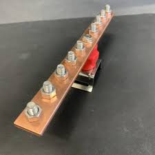 Barre d'équipotentialité en cuivre 25x5mm, 9 trous utiles ...