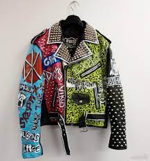Wheedle Painted Leather Jacket Painting Leather Punk Jackets
