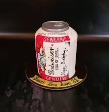Budweiser Beer Can Theme Shaped Designer Fondant 3d Cake For Husband S Birthday At Pune Cake For Husband 3d Cake Fondant Wedding Cakes