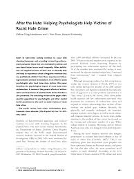 Pdf After The Hate Helping Psychologists Help Victims Of Racist Hate Crime