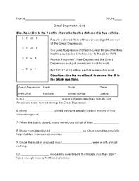 Built by trivia lovers for trivia lovers, this free online trivia game will test your ability to separate fact from fiction. Great Depression Quiz Worksheets Teaching Resources Tpt