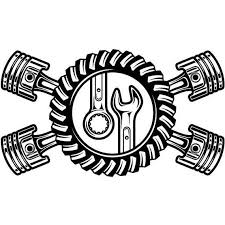 Mechanic Logo 23 Pistons Crossed Motor Engine Gear Wrench Tool Auto Car Part Biker Motorcycle Repair Service Shop Svg Eps P Desain Logo Sepeda Motor Gambar
