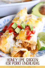 Honey Lime Chicken Or Pork Enchiladas Mel S Kitchen Cafe Recipe Honey Lime Enchiladas Pork Enchiladas Honey Lime Chicken