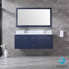 It's meticulously chosen white carrera marble top demonstrates excellence in quality and craftsmanship and comes polished for an enhanced appearance. Lexora Amelie 60 In Double Bath Vanity In Navy Blue W White Carrera Marble Top W White Square Sinks And 60 In Mirror La222260dedsm60 The Home Depot