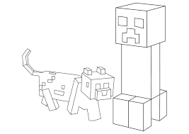 This minecraft coloring page features a picture of a creeper to color. Creeper And Dog In Minecraft Coloring Page Free Printable Coloring Pages For Kids