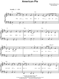 Don Mclean American Pie Sheet Music Easy Piano In D Major Download Print Sku Mn0154442