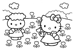 Disegni Di Primavera Hello Kitty Che Gioca Nel Prato Con La Sua