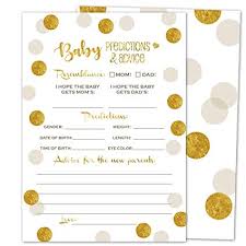 gooji baby shower prediction and advice card games 50 pack gold themed play charts high quality cardstock rich colors and graphics faux gold