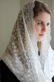 Evintage Veils~ Our Lady of Fatima Black Imported Lace Chapel Veil Mantilla  Infinity Latin Mass