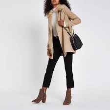 Ladies oasis caramel/camel coloured coat. Camel Faux Fur Trim Coat From River Island On 21 Buttons