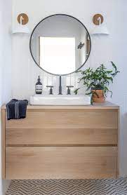 Thaweesuk shop new super white 27 inch bathroom vanity shaker style drawers cabinet sink base bath wall oak wood solidwood plywood 27 w x 31.5 h x 21 d of set. Designcandy Interiors Modern White Bathroom With Floating White Oak Vanity Oak Vanity Bathroom Oak Bathroom Vanity Floating Bathroom Vanities