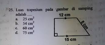 Luas Trapesium Pada Gambar Di Samping Adalah Pake Cara Nya Brainly Co Id