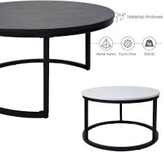 End tables are, surprise, placed at the end of couches or beside chairs. Buy Round Coffee Tables 2 Round Nesting Table Set Circle Coffee Table With Storage Open Shelf For Living Room Modern Minimalist Style Furniture Side End Table Of Stable Black White Online In Finland