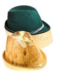 Stock Image Of Bavarian Felt Hat On Linden Wooden Hat Block And Additional Hat Hat Blocks Hats Felt Hat