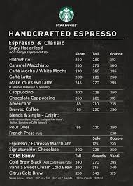 Starbucks Regular Coffee Menu In 2020 Coffee Menu Starbucks Menu Starbucks Coffee