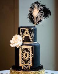 (photo via belle the magazine) lavish wedding cake don't forget to top the night off with a toast of champagne and delectable wedding cake. Amazon Com Jevenis Art Deco Cake Topper Black Feather Cake Topper Great Gatsby Cake Decoration 1920s Wedding Cake Topper Gatsby Theme Cake Topper For Birthday Wedding Party Supplies Grocery Gourmet Food